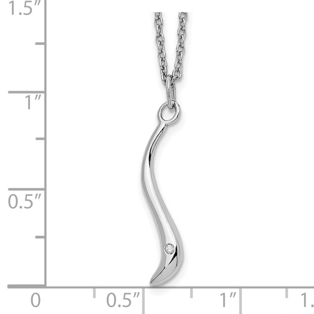 Sterling Silver White Ice Rhodium-Plated 18 Inch Swirl Diamond Necklace With 2 Extension