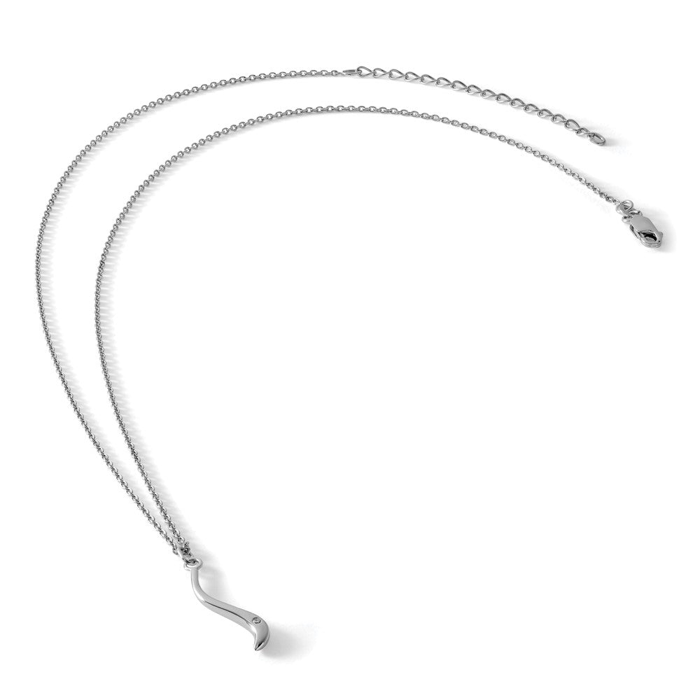 Sterling Silver White Ice Rhodium-Plated 18 Inch Swirl Diamond Necklace With 2 Extension