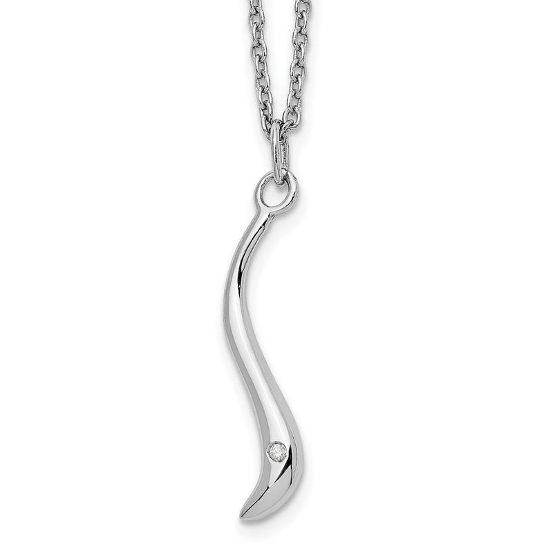 Sterling Silver White Ice Rhodium-Plated 18 Inch Swirl Diamond Necklace With 2 Extension