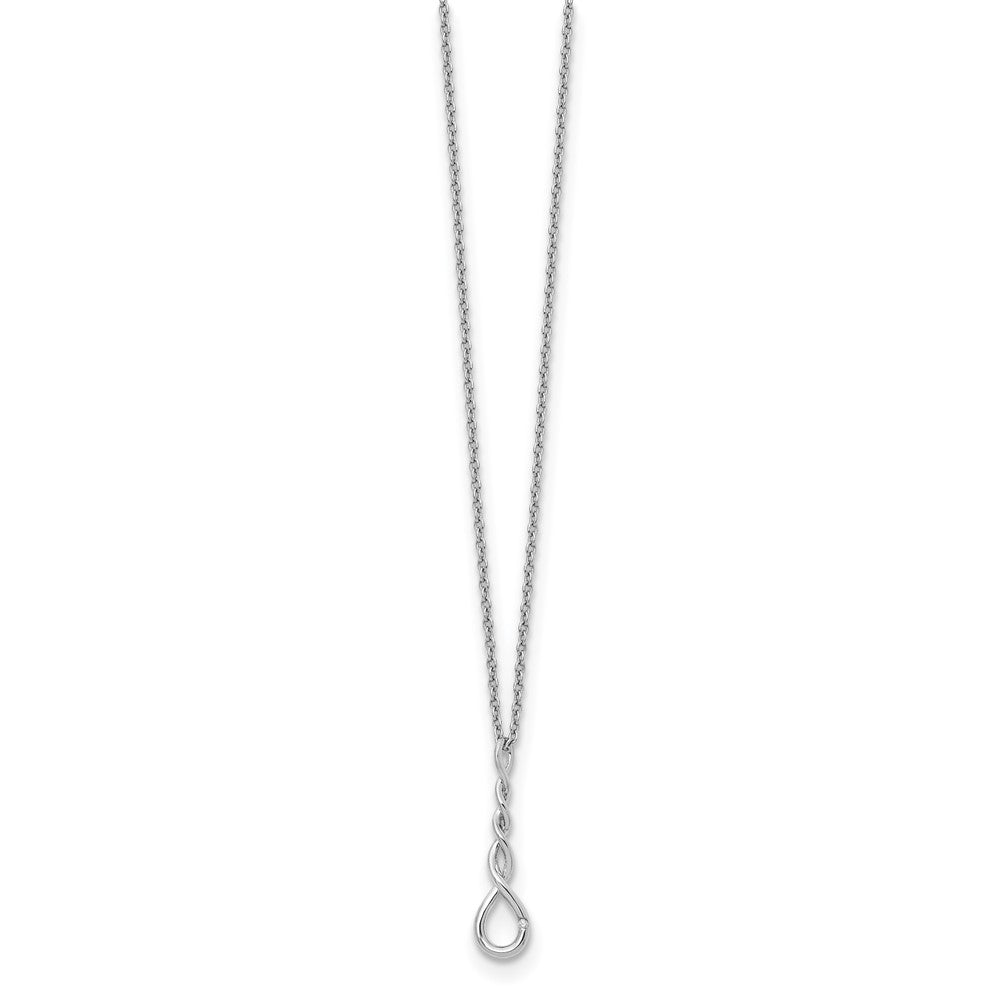 Sterling Silver White Ice Rhodium-Plated 18 Inch Twisted Diamond Accent Necklace With 2 Extender