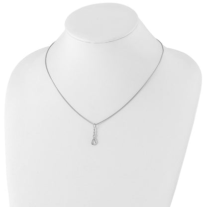 Sterling Silver White Ice Rhodium-Plated 18 Inch Twisted Diamond Accent Necklace With 2 Extender