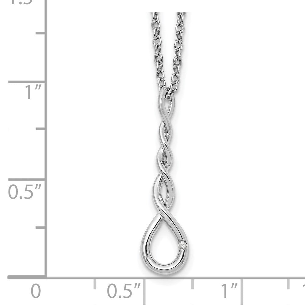 Sterling Silver White Ice Rhodium-Plated 18 Inch Twisted Diamond Accent Necklace With 2 Extender