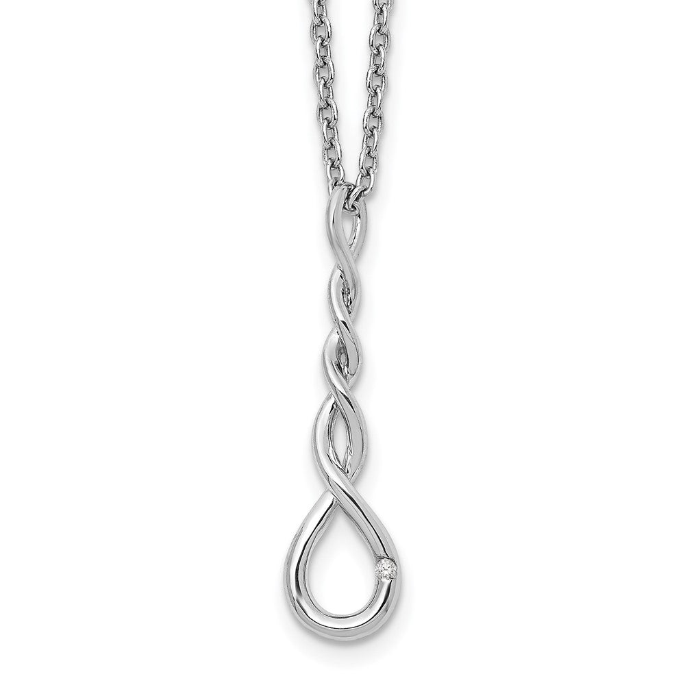 Sterling Silver White Ice Rhodium-Plated 18 Inch Twisted Diamond Accent Necklace With 2 Extender