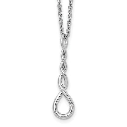 Sterling Silver White Ice Rhodium-Plated 18 Inch Twisted Diamond Accent Necklace With 2 Extender