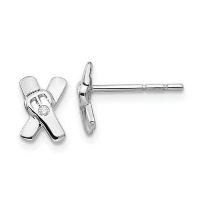 SS White Ice X Buckle .02ct Diamond Earrings