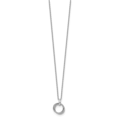 Sterling Silver White Ice Rhodium-Plated 18 Inch Diamond Three Ring Necklace With 2 Extender