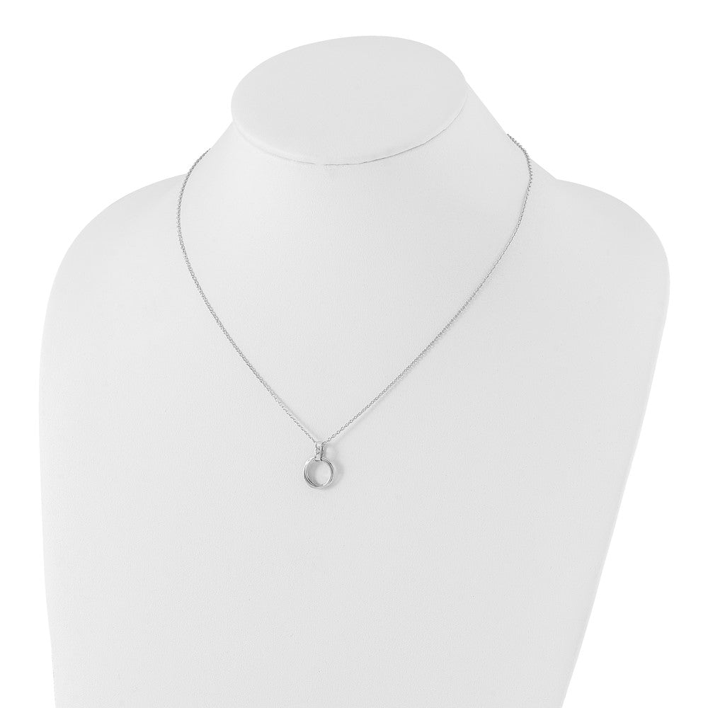 Sterling Silver White Ice Rhodium-Plated 18 Inch Diamond Three Ring Necklace With 2 Extender