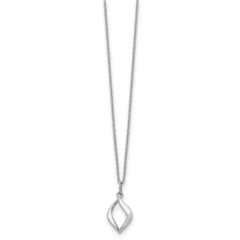 Sterling Silver White Ice Rhodium-Plated 18 Inch Diamond Necklace With 2 Extender