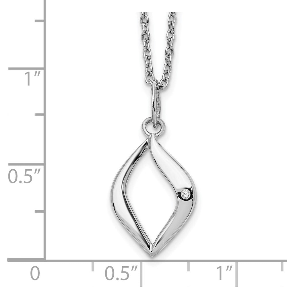 Sterling Silver White Ice Rhodium-Plated 18 Inch Diamond Necklace With 2 Extender