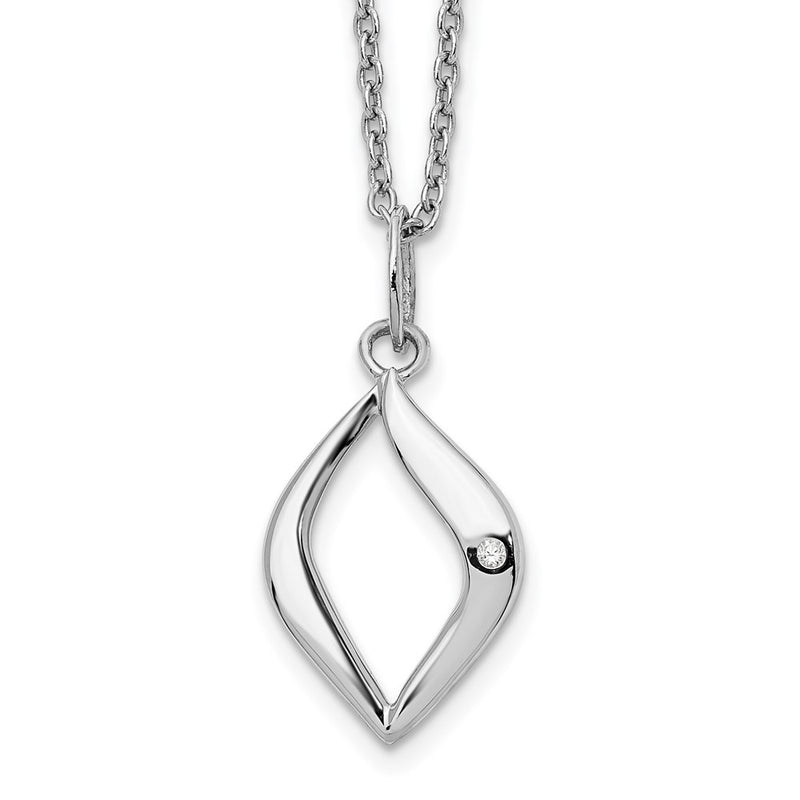 Sterling Silver White Ice Rhodium-Plated 18 Inch Diamond Necklace With 2 Extender