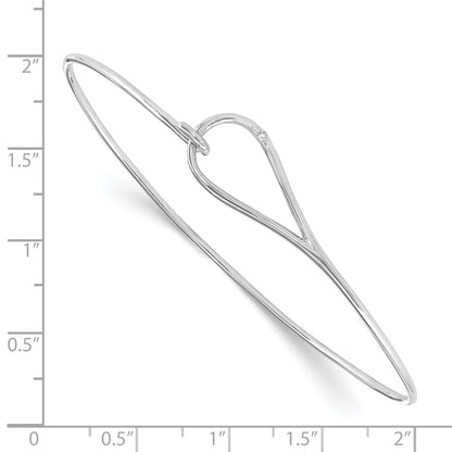 Sterling Silver White Ice Rhodium-Plated Diamond Bangle