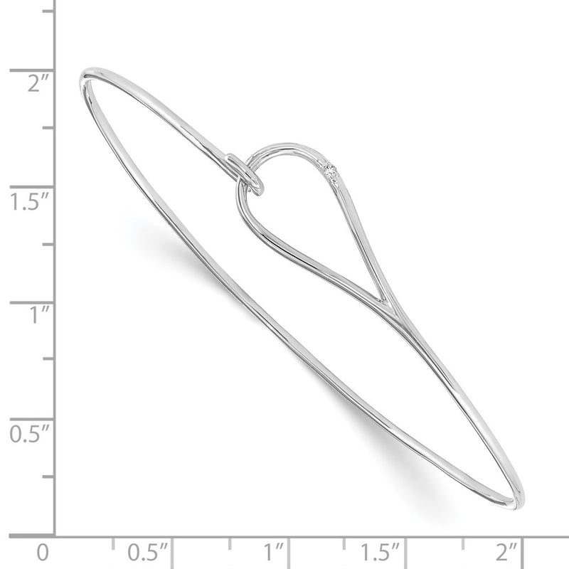 Sterling Silver White Ice Rhodium-Plated Diamond Bangle
