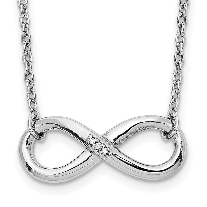 Sterling Silver White Ice Rhodium-Plated 18 Inch Diamond Infinity Necklace