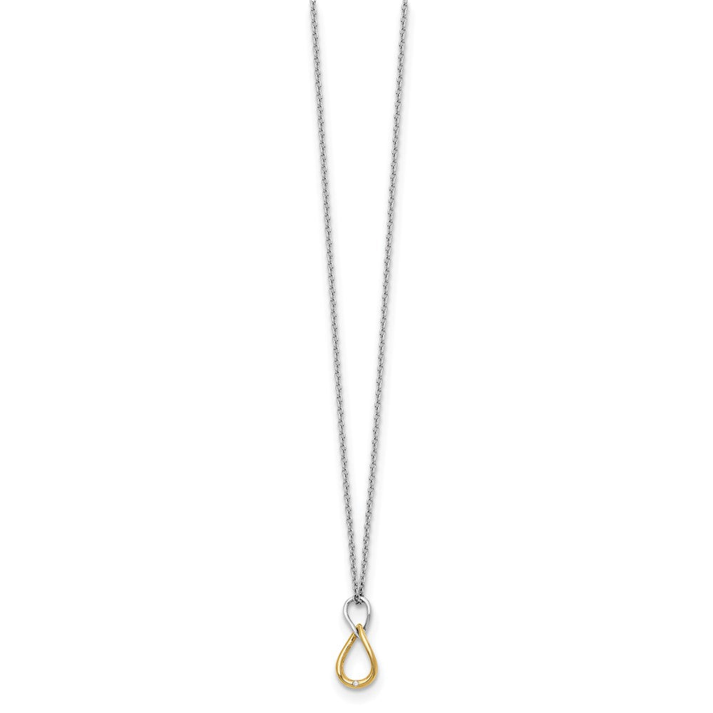 Sterling Silver White Ice Rhodium-Plated Gold-Tone 18 Inch Diamond Necklace With 2 Extender