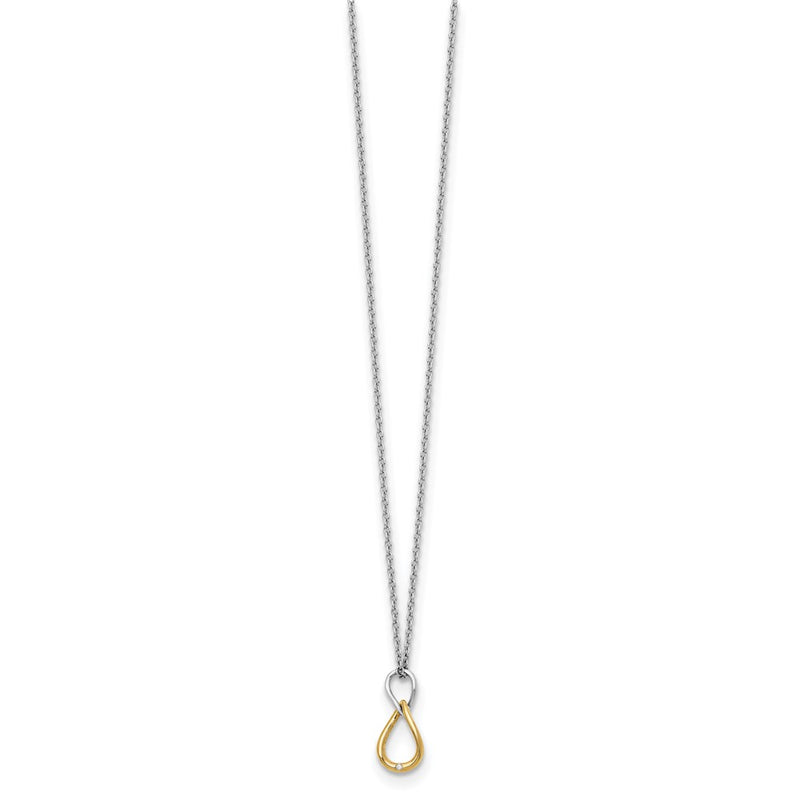 Sterling Silver White Ice Rhodium-Plated Gold-Tone 18 Inch Diamond Necklace With 2 Extender