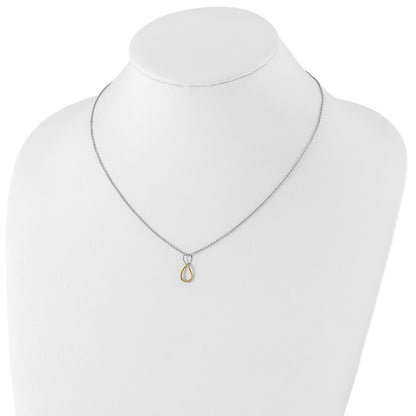 Sterling Silver White Ice Rhodium-Plated Gold-Tone 18 Inch Diamond Necklace With 2 Extender