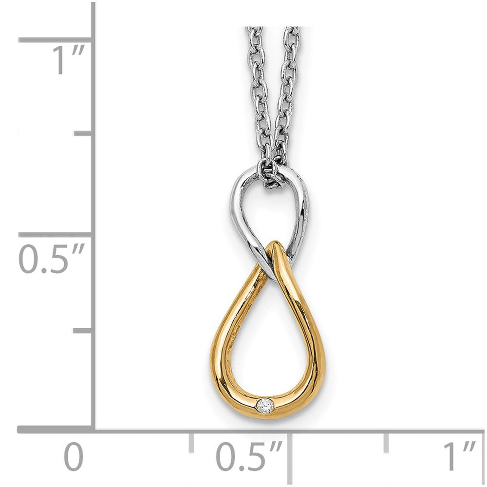 Sterling Silver White Ice Rhodium-Plated Gold-Tone 18 Inch Diamond Necklace With 2 Extender