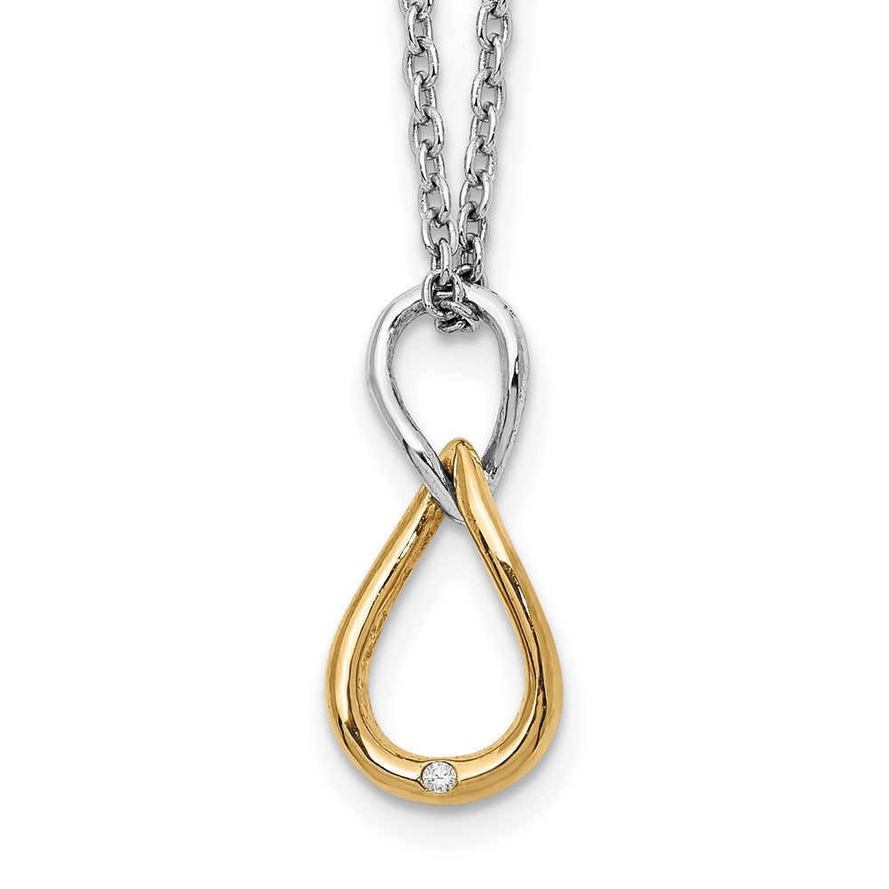 Sterling Silver White Ice Rhodium-Plated Gold-Tone 18 Inch Diamond Necklace With 2 Extender