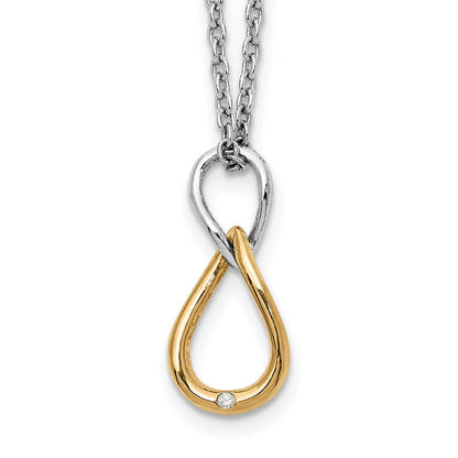 Sterling Silver White Ice Rhodium-Plated Gold-Tone 18 Inch Diamond Necklace With 2 Extender