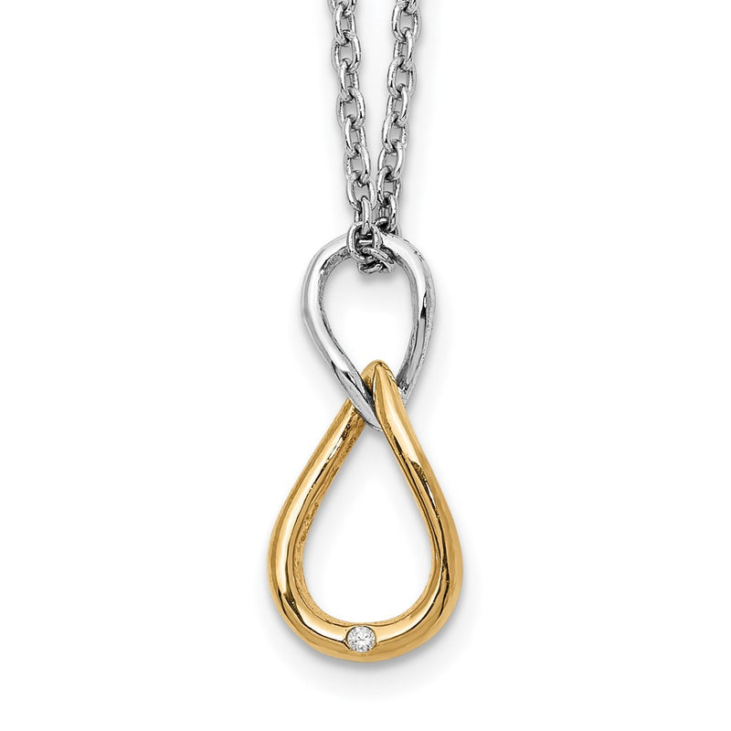 Sterling Silver White Ice Rhodium-Plated Gold-Tone 18 Inch Diamond Necklace With 2 Extender