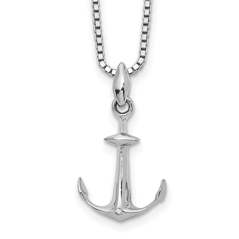 Sterling Silver White Ice Rhodium-Plated 18 Inch Diamond Necklace With 2 Extender