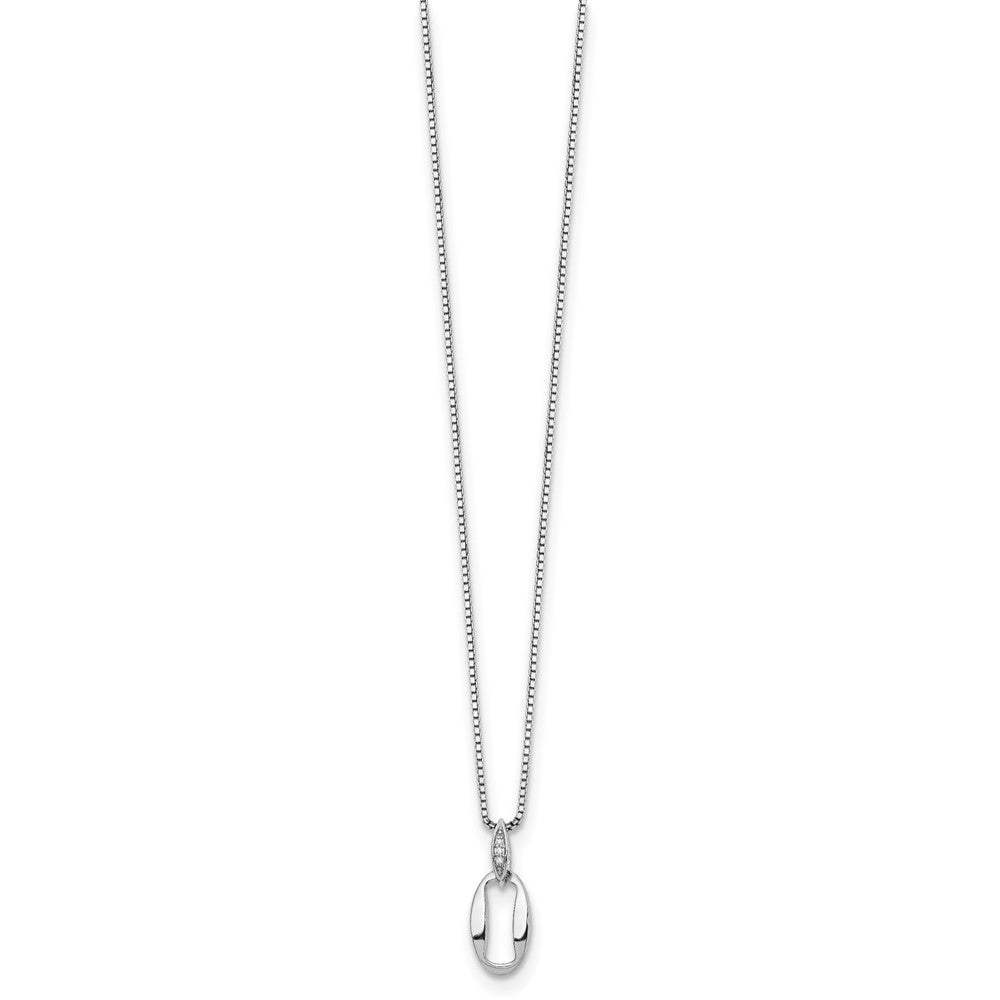 Sterling Silver White Ice Rhodium-Plated 18 Inch Diamond Necklace With 2 Extender