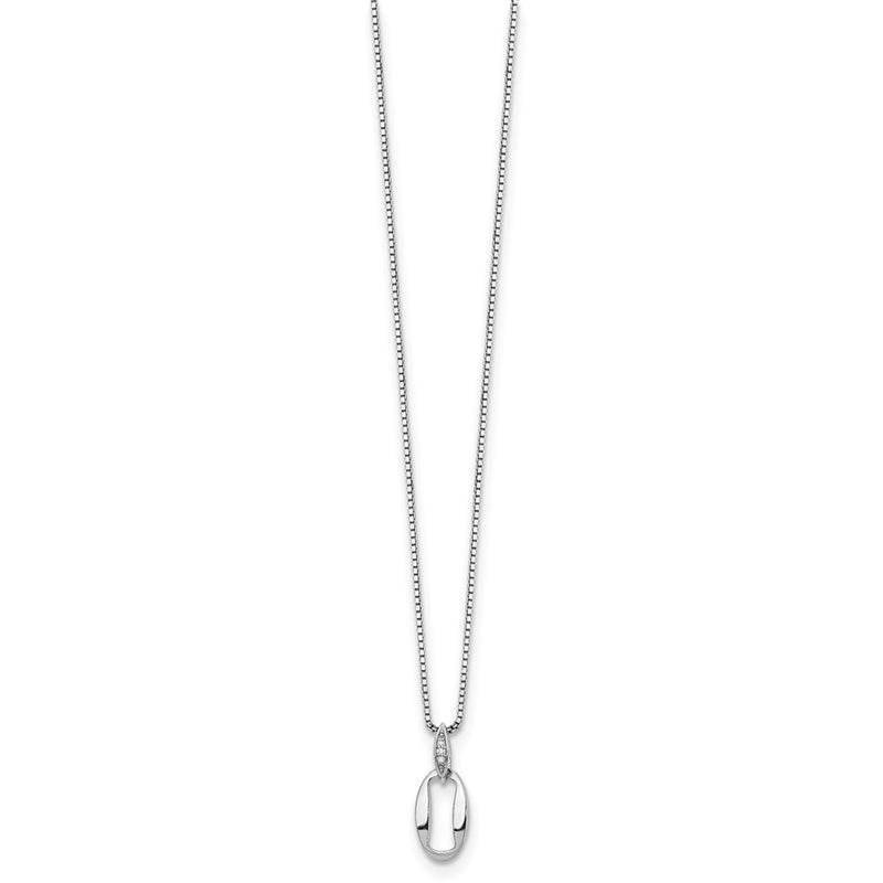Sterling Silver White Ice Rhodium-Plated 18 Inch Diamond Necklace With 2 Extender