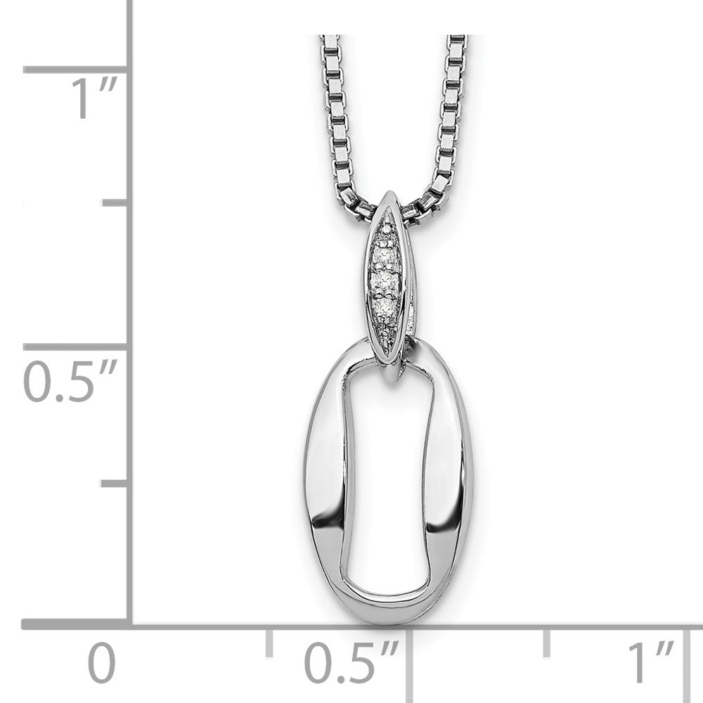 Sterling Silver White Ice Rhodium-Plated 18 Inch Diamond Necklace With 2 Extender