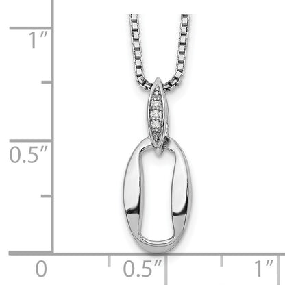 Sterling Silver White Ice Rhodium-Plated 18 Inch Diamond Necklace With 2 Extender