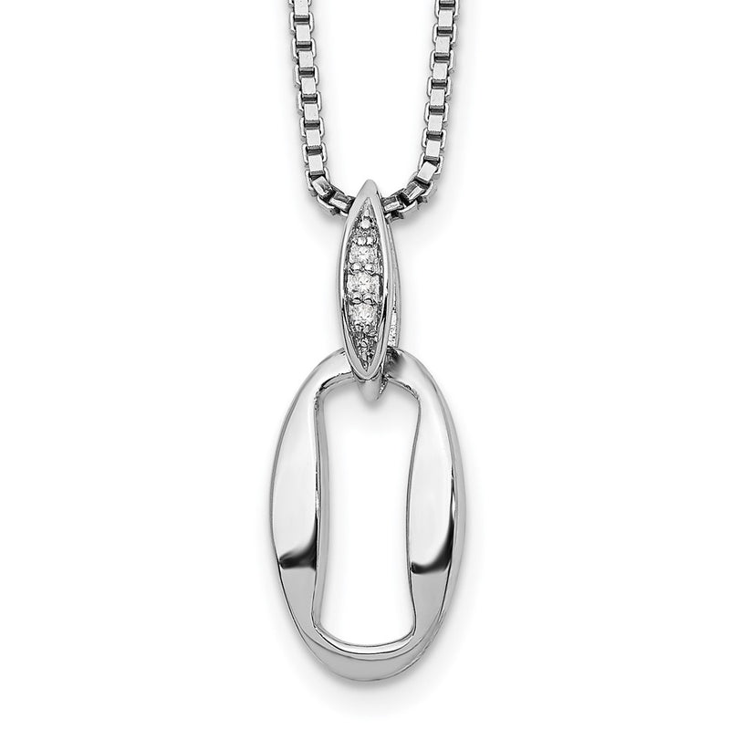Sterling Silver White Ice Rhodium-Plated 18 Inch Diamond Necklace With 2 Extender