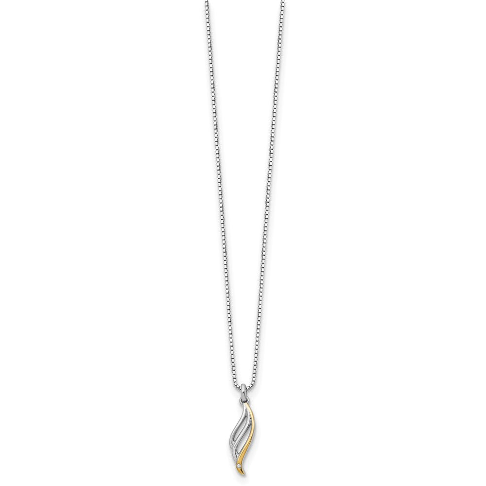 Sterling Silver White Ice Rhodium-Plated Gold-Tone 18 Inch Diamond Necklace With 2 Extender