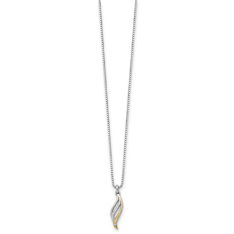 Sterling Silver White Ice Rhodium-Plated Gold-Tone 18 Inch Diamond Necklace With 2 Extender