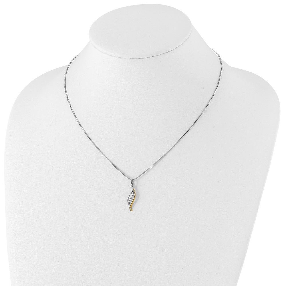 Sterling Silver White Ice Rhodium-Plated Gold-Tone 18 Inch Diamond Necklace With 2 Extender