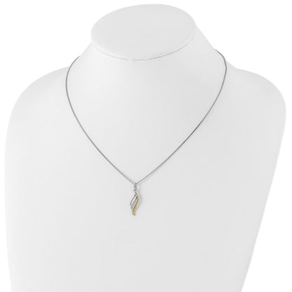 Sterling Silver White Ice Rhodium-Plated Gold-Tone 18 Inch Diamond Necklace With 2 Extender
