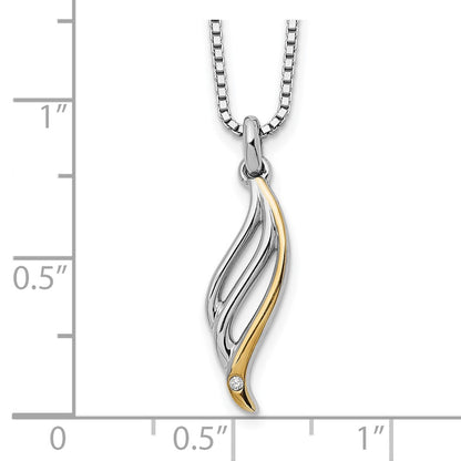 Sterling Silver White Ice Rhodium-Plated Gold-Tone 18 Inch Diamond Necklace With 2 Extender