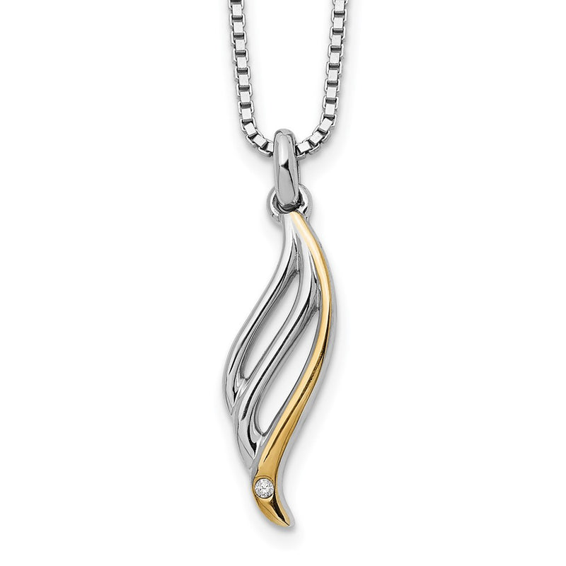 Sterling Silver White Ice Rhodium-Plated Gold-Tone 18 Inch Diamond Necklace With 2 Extender