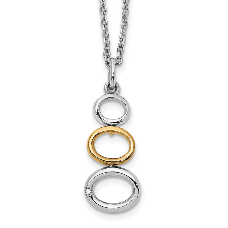 Sterling Silver White Ice Rhodium-Plated Gold-Tone 18 Inch Diamond Necklace With 2 Extender