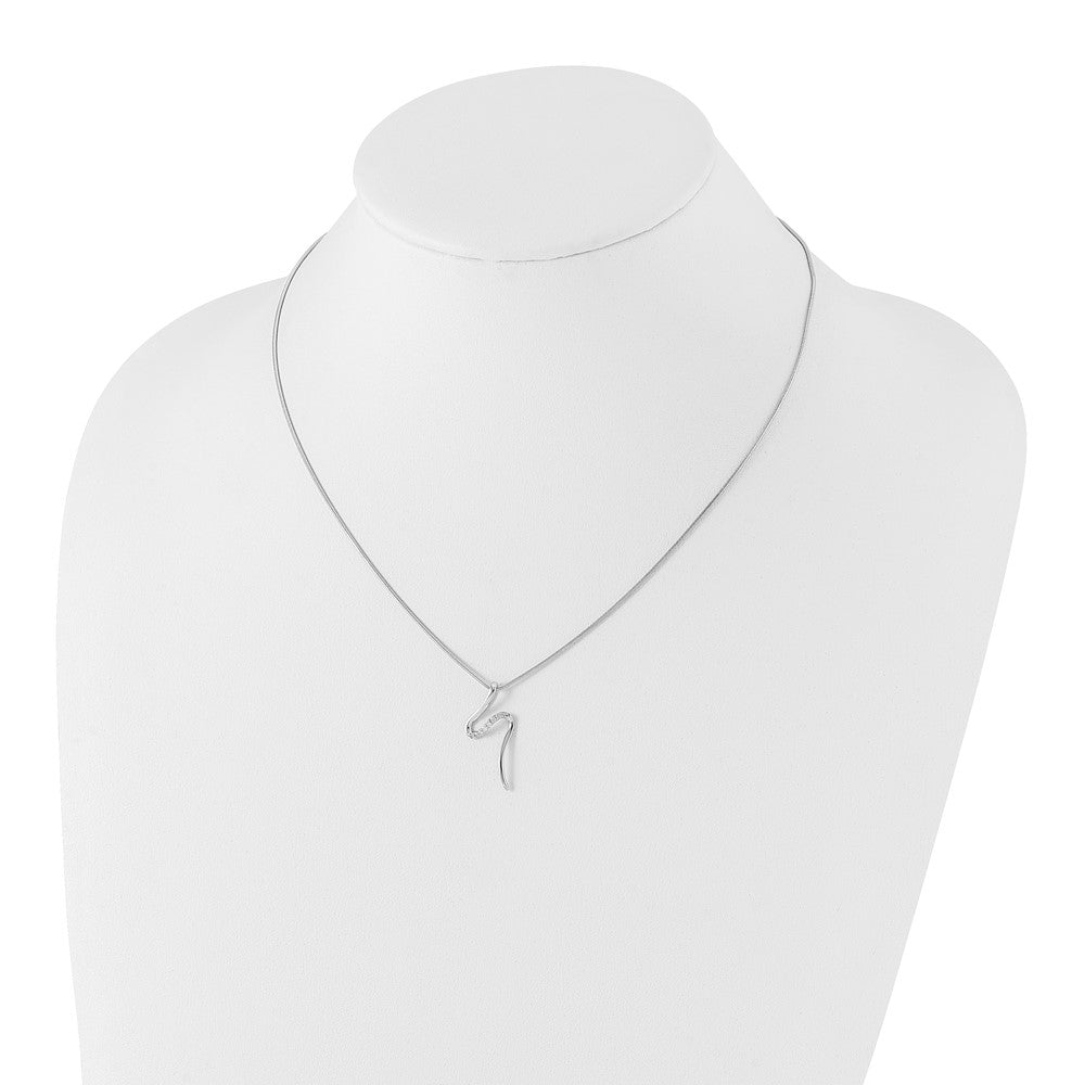 Sterling Silver White Ice Rhodium-Plated 18 Inch Diamond S Shaped Necklace With 2 Extender