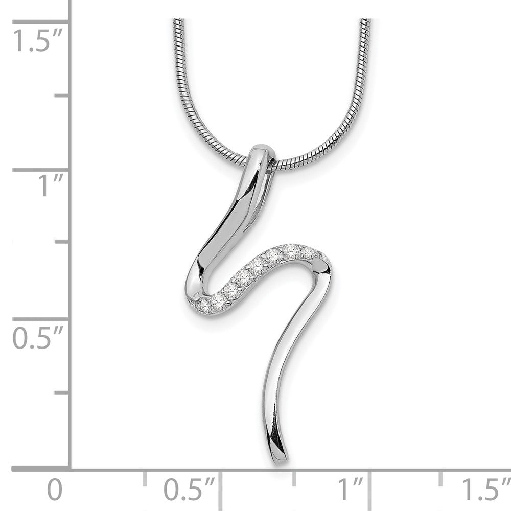 Sterling Silver White Ice Rhodium-Plated 18 Inch Diamond S Shaped Necklace With 2 Extender