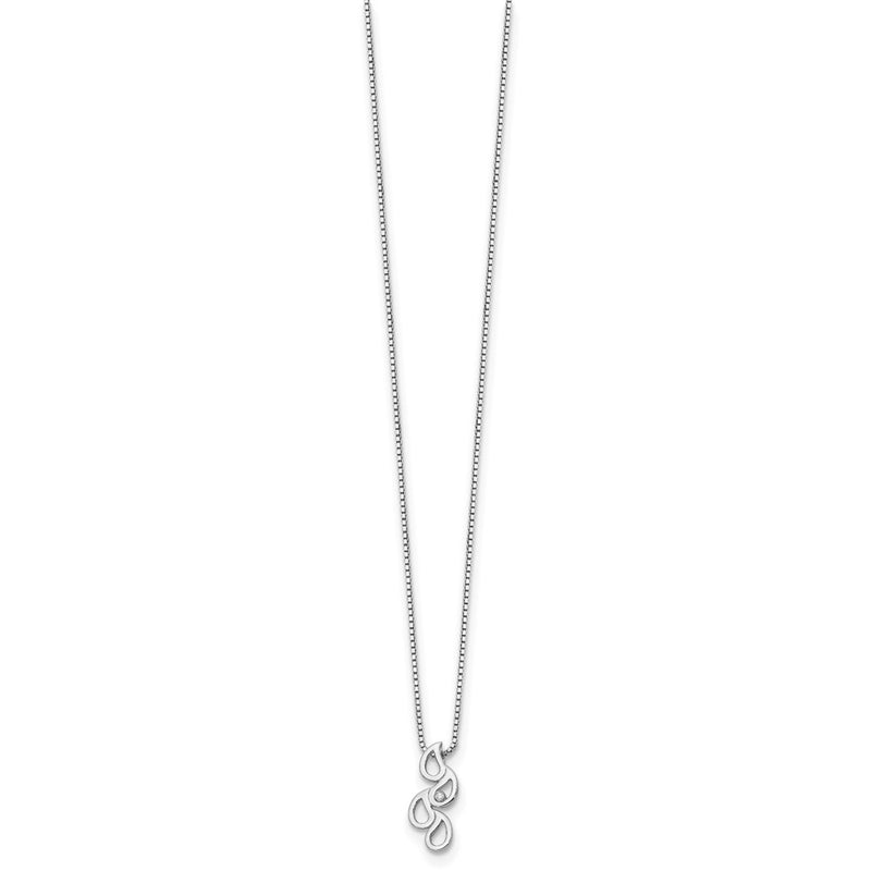 Sterling Silver White Ice Rhodium-Plated 18 Inch Diamond Raindrop Slide Necklace