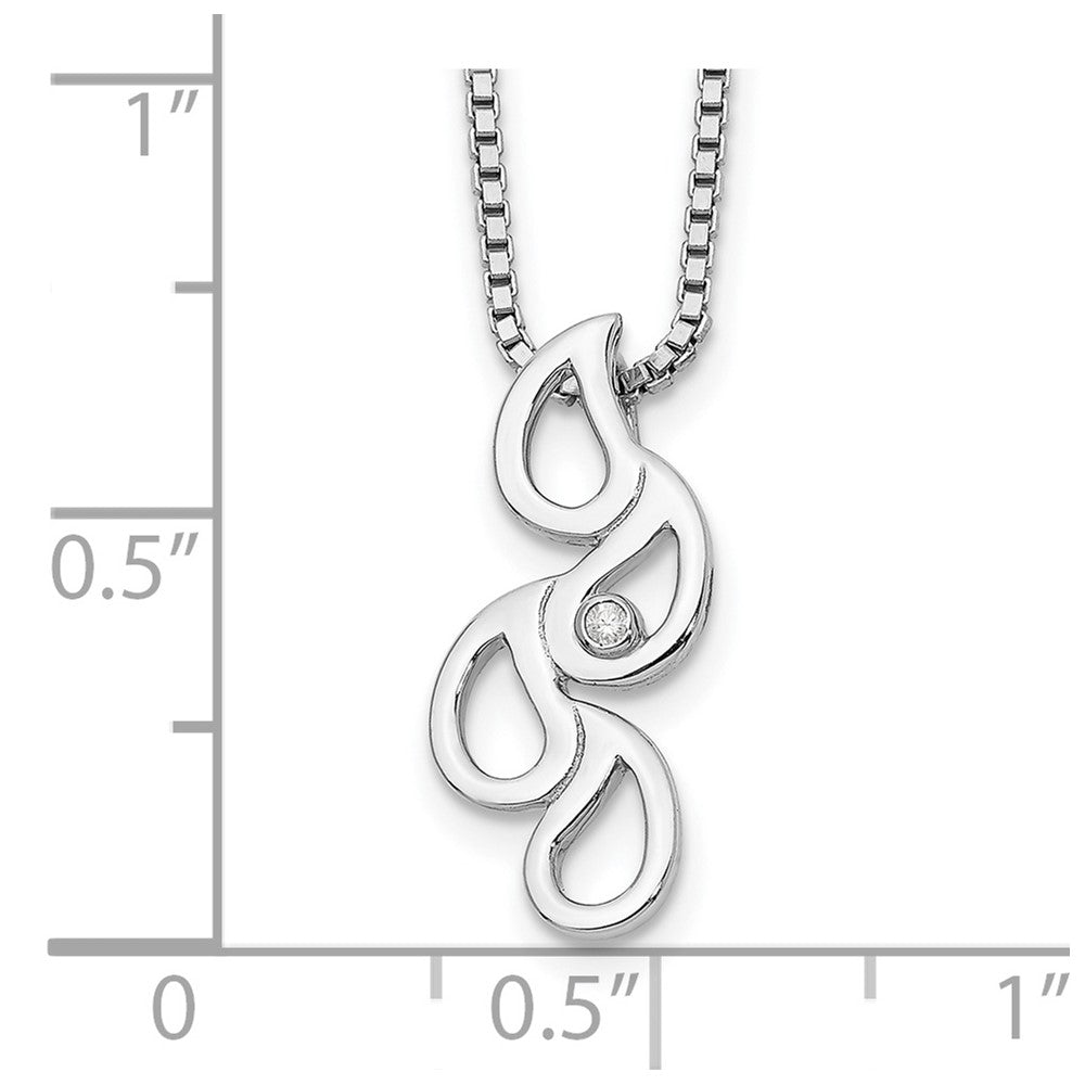 Sterling Silver White Ice Rhodium-Plated 18 Inch Diamond Raindrop Slide Necklace