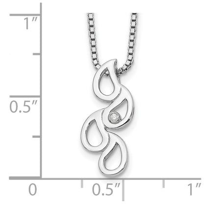 Sterling Silver White Ice Rhodium-Plated 18 Inch Diamond Raindrop Slide Necklace