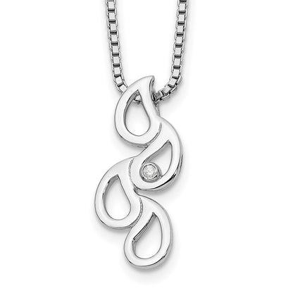 Sterling Silver White Ice Rhodium-Plated 18 Inch Diamond Raindrop Slide Necklace