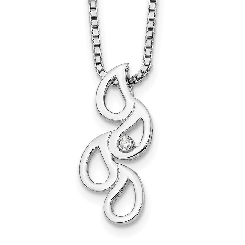 Sterling Silver White Ice Rhodium-Plated 18 Inch Diamond Raindrop Slide Necklace