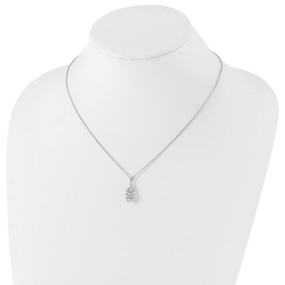 Sterling Silver White Ice Rhodium-Plated 18 Inch Diamond Spiral Pendant Necklace With 2 Extender