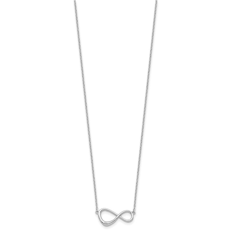 Sterling Silver White Ice Rhodium-Plated 16 Inch Diamond Infinity Symbol Necklace