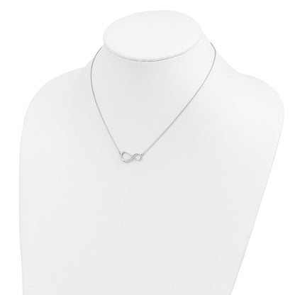 Sterling Silver White Ice Rhodium-Plated 16 Inch Diamond Infinity Symbol Necklace