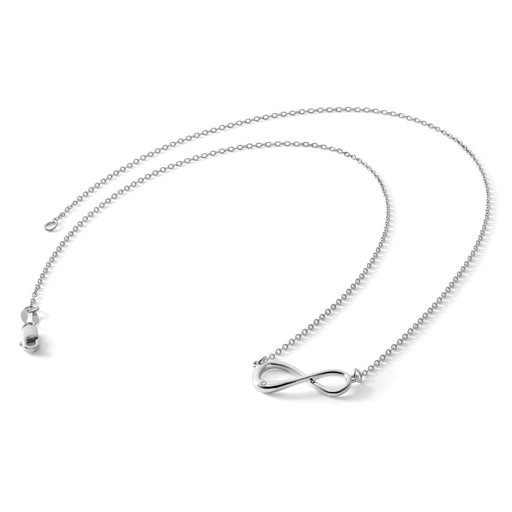 Sterling Silver White Ice Rhodium-Plated 16 Inch Diamond Infinity Symbol Necklace