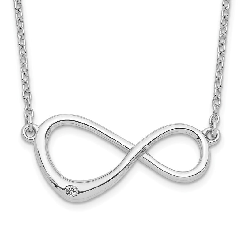 Sterling Silver White Ice Rhodium-Plated 16 Inch Diamond Infinity Symbol Necklace
