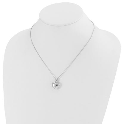 Sterling Silver White Ice Rhodium-Plated 18 Inch Diamond Heart Locket Necklace With 2 Extender